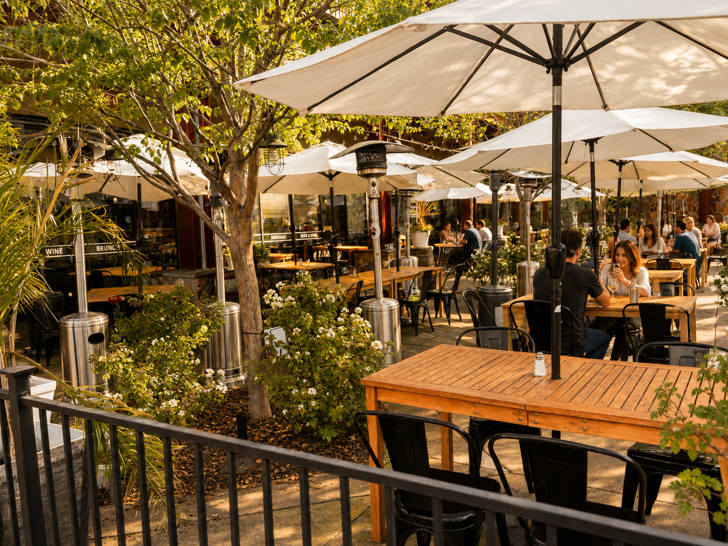 The Mimosa House patio at midday